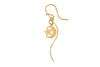 Gold earring with a moon and star design on a white background